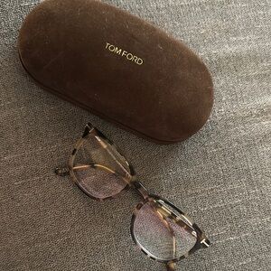 Tom Ford Brown Tortoiseshell Glasses with Gold Accents